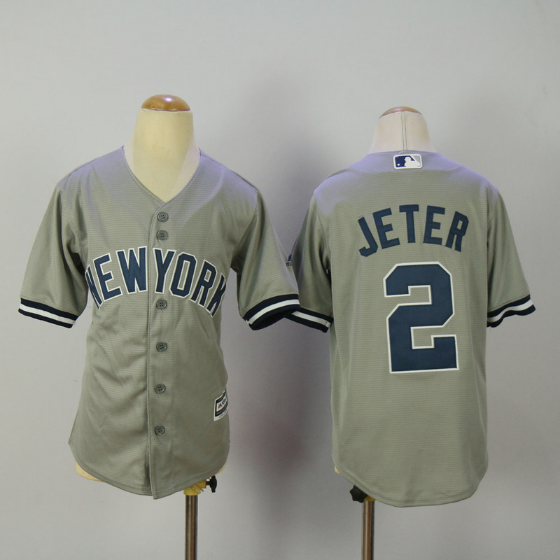Youth 2017 MLB New York Yankees #2 Jeter Grey Jerseys